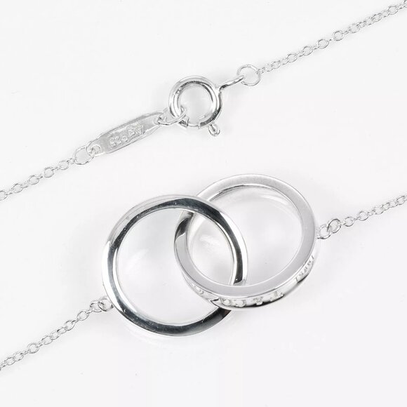 TIFFANY&Co. 1837 Interlocking Circle Necklace Silver925 4.3g Women - Picture 7 of 8